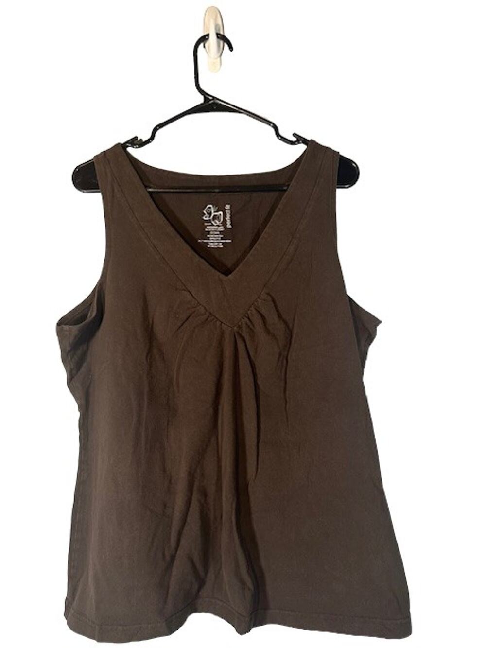 Fashion Bug Brown Perfect Fit Cotton Blend V-Neck Dressy Tank Top Women Sz 22/24